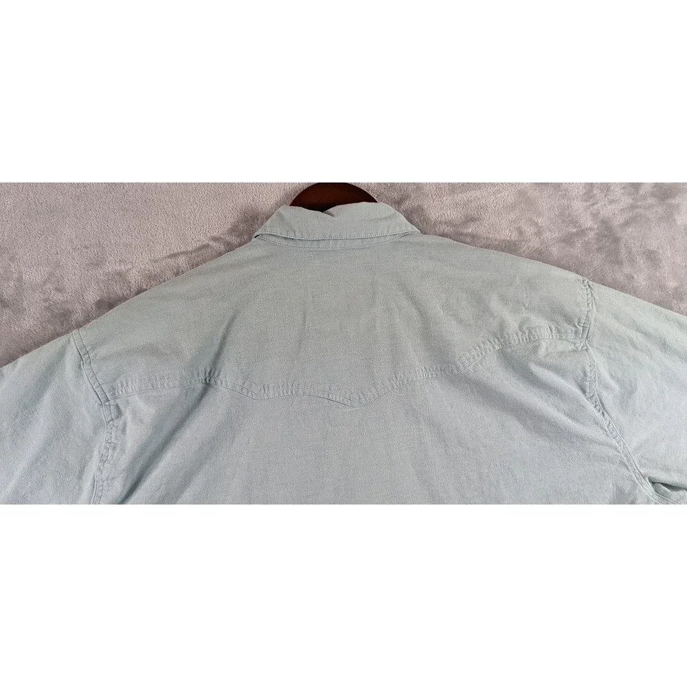 Howler Bros Crosscut Deluxe Shirt Men Large Blue Palm Western Pearl Snap READ